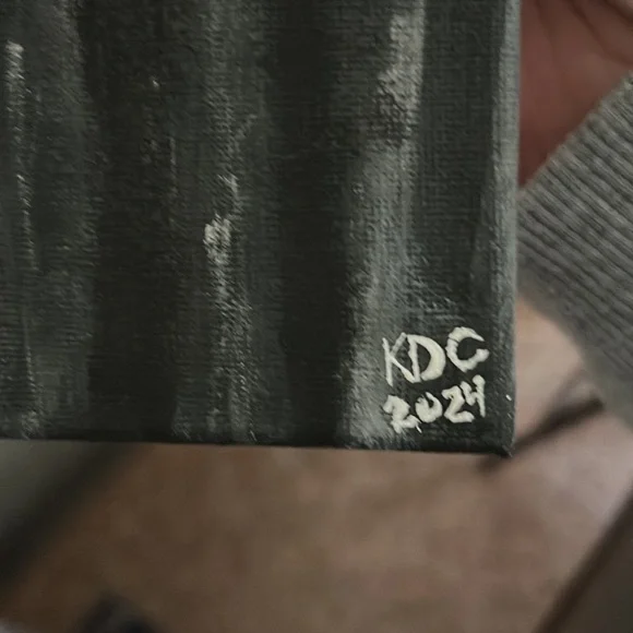 Hand Made Acrylic Painting 11”x14” Snowy Cabin by the lake - Picture 4 of 5